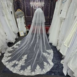 New White Cathedral Wedding Veil
