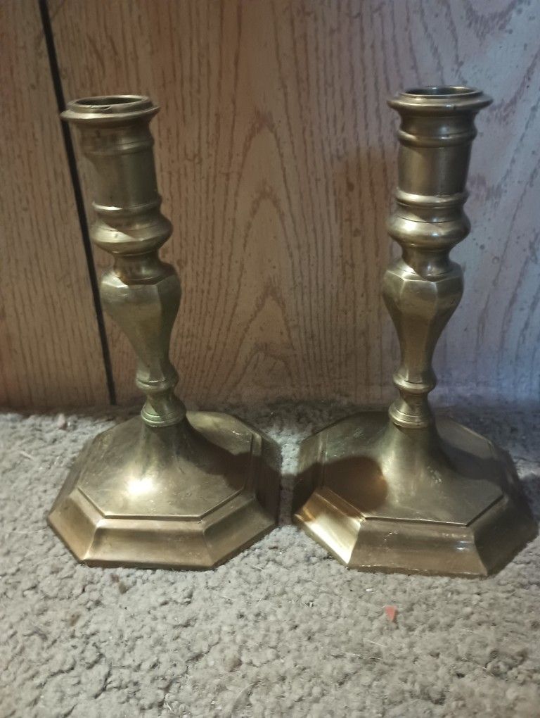 Vintage Solid Brass Victorian Candle Holders