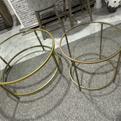 Set Coffee Table Gold and Glass