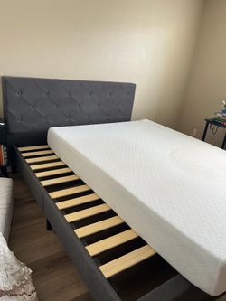 Queen bed frame and mattress