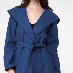 Brand New Blue Cashmere Robe Coat  - Size 4