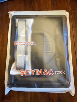 SEYMAC stock shockproof iPad 10.2" (7th-9th gen/2019-2021) case with screen protector, pencil holder, 360° rotating hand strap, shoulder strap, and st