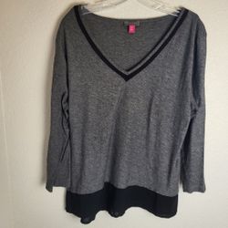 Vince Camuto Long Sleeve Gray Top Layered Look Women's Size XL