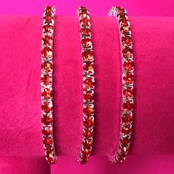 Three Red Rhinestone Bracelets