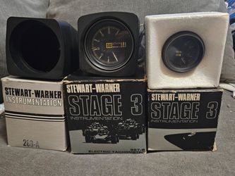 Vintage Stewart-Warner Stage 3 Gauge Set with Boxes