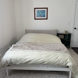 Full Size Beige Bed With Headboard
