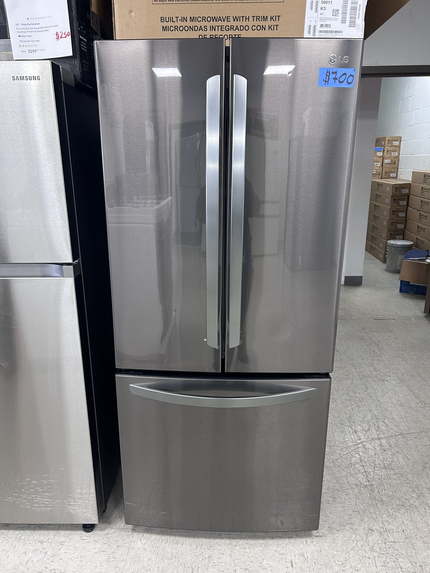 LG 30inch. 3-Door French Door With Ice Dispenser Black Stainless Steel Refrigerator
