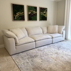 Restoration Hardware 3 piece Cloud Couch off white / beige, sofa, living room furniture, Sectional RH
