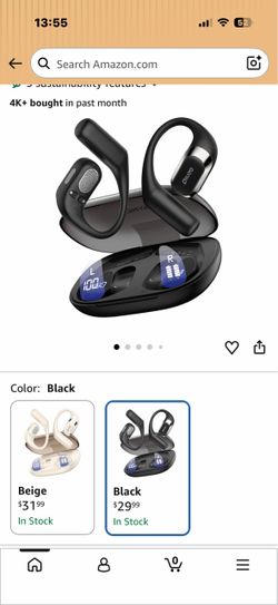 Ear Headphones,Over Ear Earbuds with Ergonomic Earhook,Bluetooth Headphones 5.4 with Smart Digital Display,40H Playtime,IPX6 Waterproof,Touch Control 
