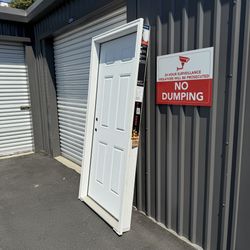 JELD-WEN 36 in. x 80 in. 6-Panel Primed 20 Minute Fire Rated Steel Prehung Right-Hand Inswing Front Door with Brickmould