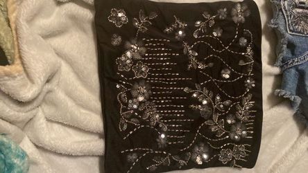 Black Beaded Sequin Embellished Top size xs