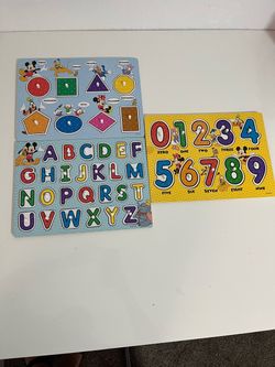Disney Mickey Mouse Wooden Peg Puzzles Set of 3