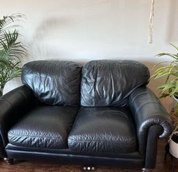 Black Leather Love Seat & ottoman
