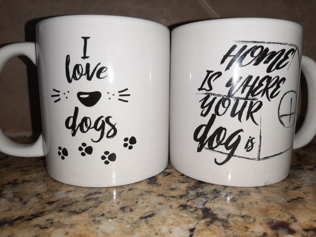 2 Royal Norfolk Dog Porcelain Coffee Mugs