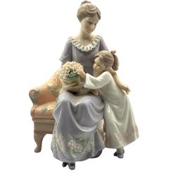 Vintage Mother and Daughter Ceramic Figurine/ Collectables/ Antique/ Mother Love