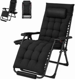 29" Zero Gravity Chair Adjustable, with Removable Cushion, Black