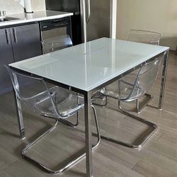 Beautiful Glass Chrome Table Only