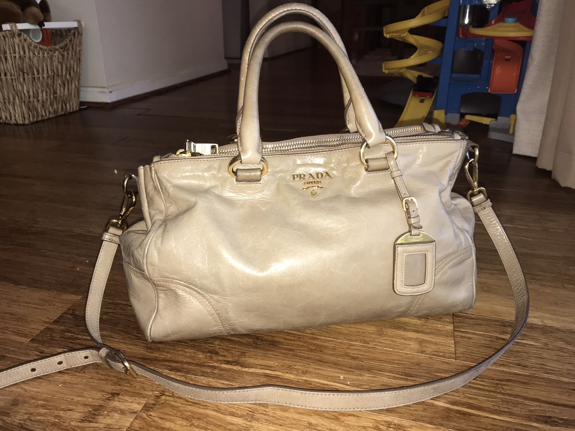 Authentic Prada double zip satchel bag