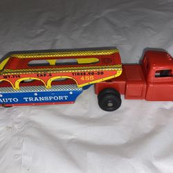 Vintage Wyandotte plastic Semi Truck Trailer Car Carrier Cars 1950's