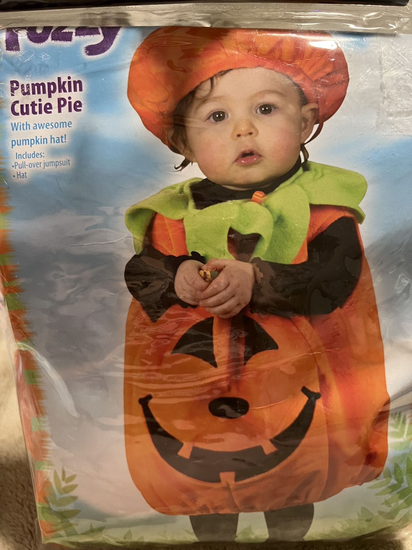 Fun World Infant Girls Fuzzy Pumpkin Cutie Pie Costume with Jumper & Hat