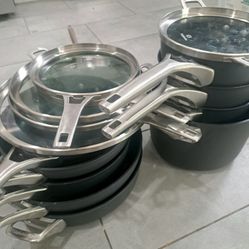 Calphalon Premier Space-Saving Hard-Anodized Nonstick Cookware, 9-Piece Pots and Pans Set