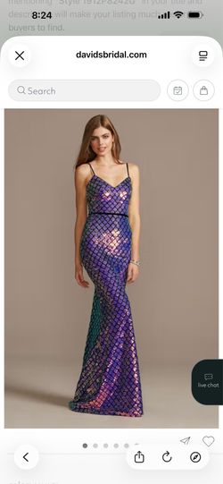 Glamour by Terani Couture Iridescent Sequin Mermaid Scale Formal Gown – Size XS