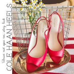 Cole Haan Vibrant Red Open Toe Sling Back Heels