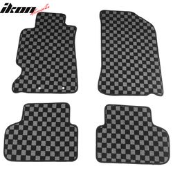 Fits 2002-2006 Acura RSX 2DR Floor Mats Non-Slip Carpets Checkered Black Gray Plaid
