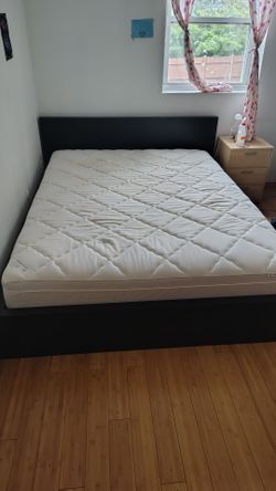 Free queen bedframe+mattress,nightstand, office table