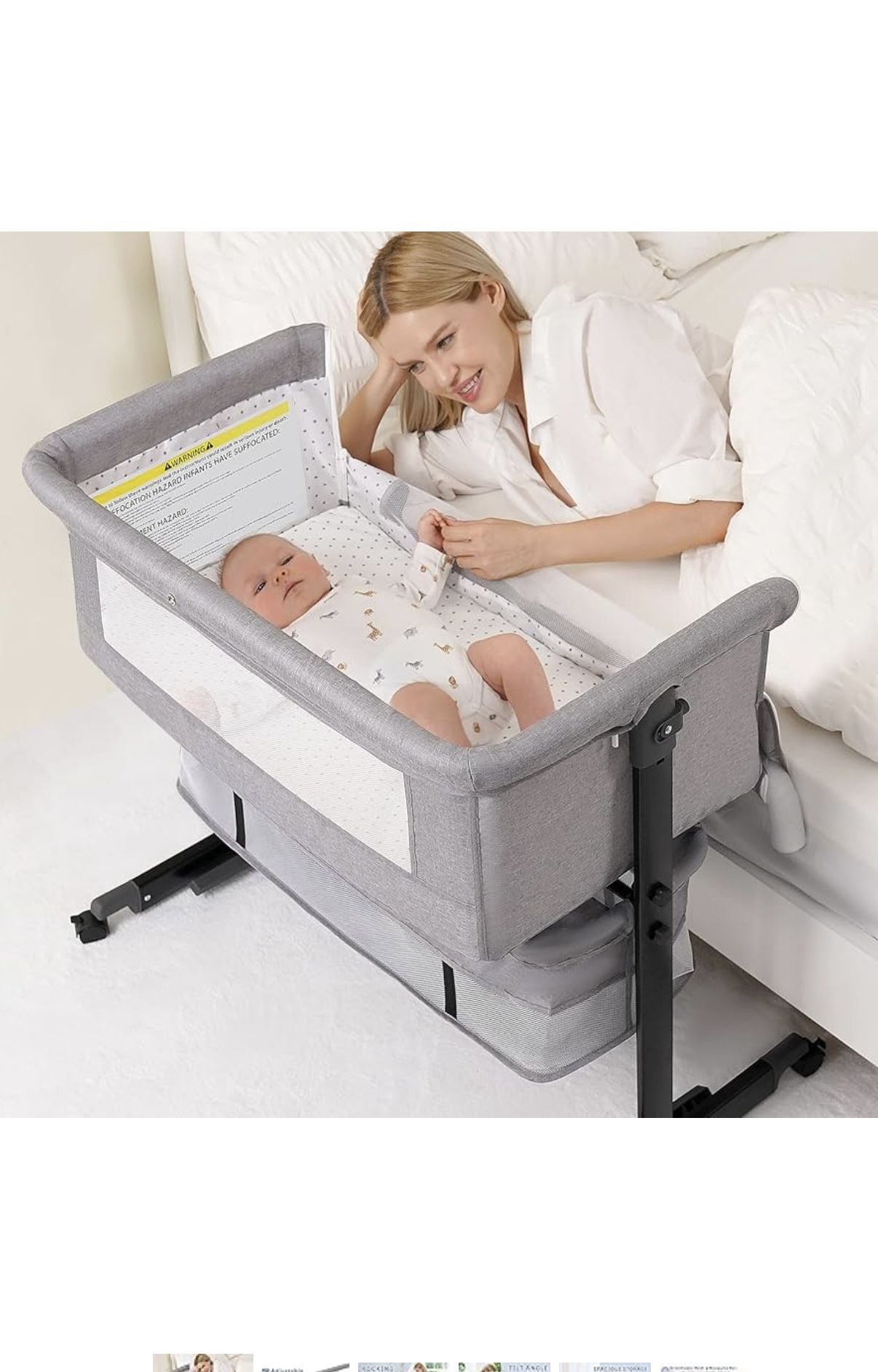 Baby Bassinet, in Bassinets Bedside Sleeper, Adjustable Height