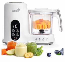 ) Grownsy Baby Food Maker, Steamer & Blender Baby Food Processor, White