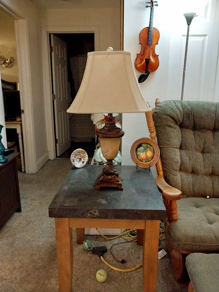 Vintage Neoclassical Lamp With Alabaster Glass