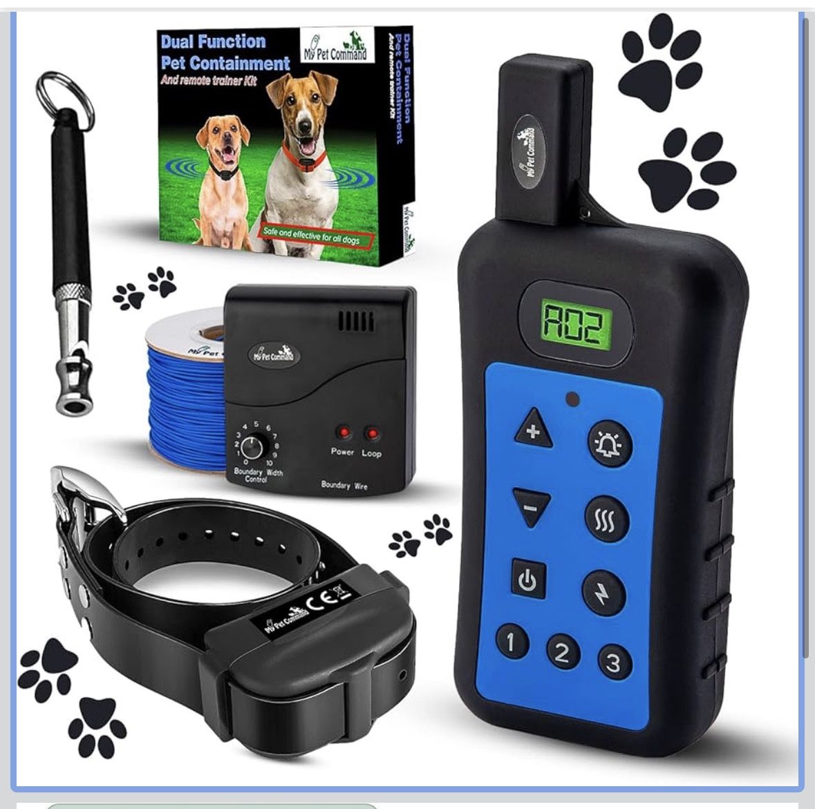 My Pet Underground Wireless Dog shock collar Fence System, Dual Function W/Remote Train Collar NEW