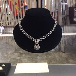 David Yurman 51.4g Necklace W/CZ Heart Pendant 