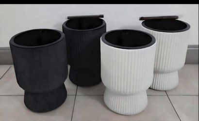 *** JUST REDUCED *** PAIRs of 15" Gray / White Textured Planters (2 for $40) @ Lasting Creations