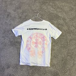 pink and white chrome hearts shirt