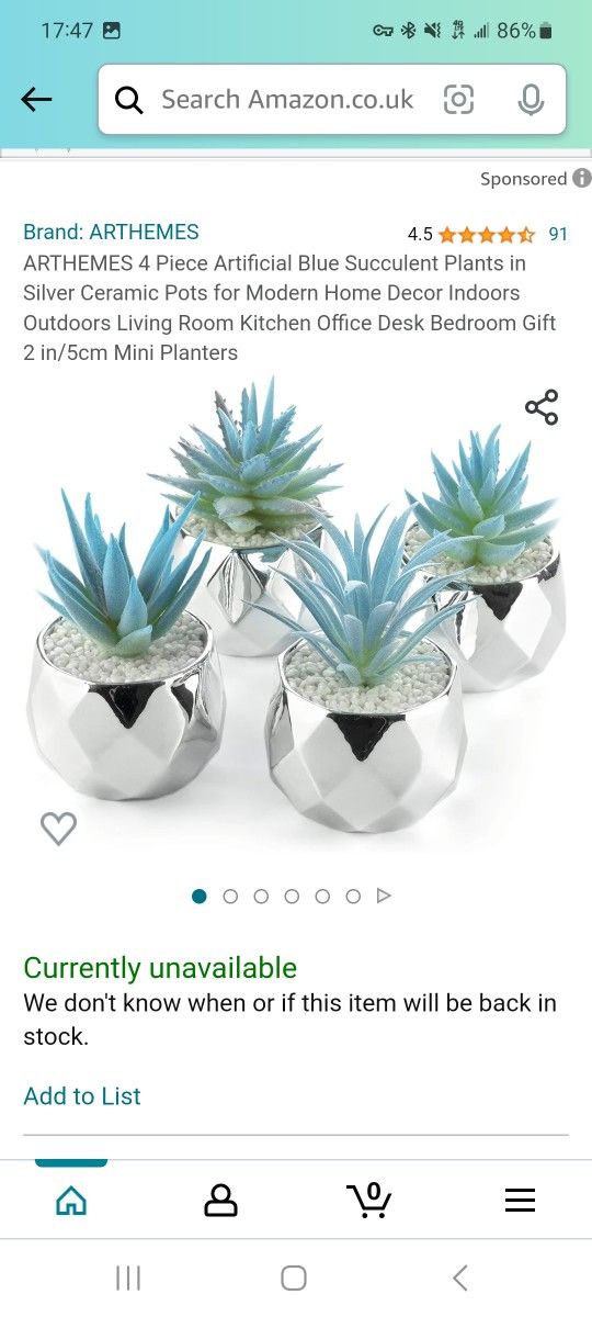 4 Artificial Succulents