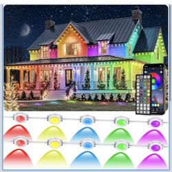 300FT Permanent Outdoor RGB Lights, IP67 Waterproof Smart Eave Lighting, with App/Remote Control Eaves Light, DIY LED Scenes Modes for House Roof Deco