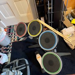 Nintendo Wii Rock Band 2 Wireless Drum Set with Pedal+Sticks