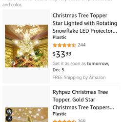 Lighted Projection Tree Topper 