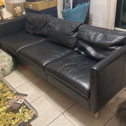 Black Real leather Sofa 