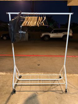 White metal hanger rack