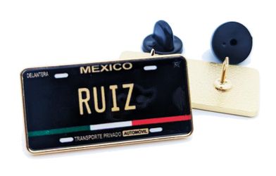 Ruiz Car Plate Pin For Caps Clothing Enamel Badge  Pin Mexico Mexican Pin Ruiz