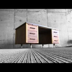 Stunning MCM Solid Wood Desk With Period Hardware. Reimagine With Love 🖤