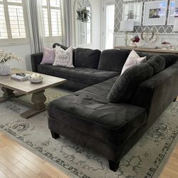 Macy’s Milo 2 Piece Sectional Dark Grey Sofa Couch 