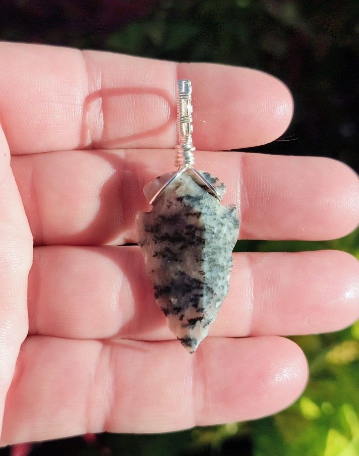 Fancy Jasper Stone Arrowhead Pendant 