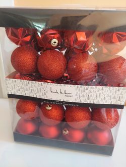 Nicole Miller Home Red Shatterproof Ornaments Set of 40