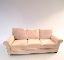 Beige Velvet 3-Seat Sofa