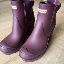 Rare hunter block heel platform Chelsea rain boots