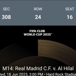 Ticket For Real Madrid Vs AL Hilal